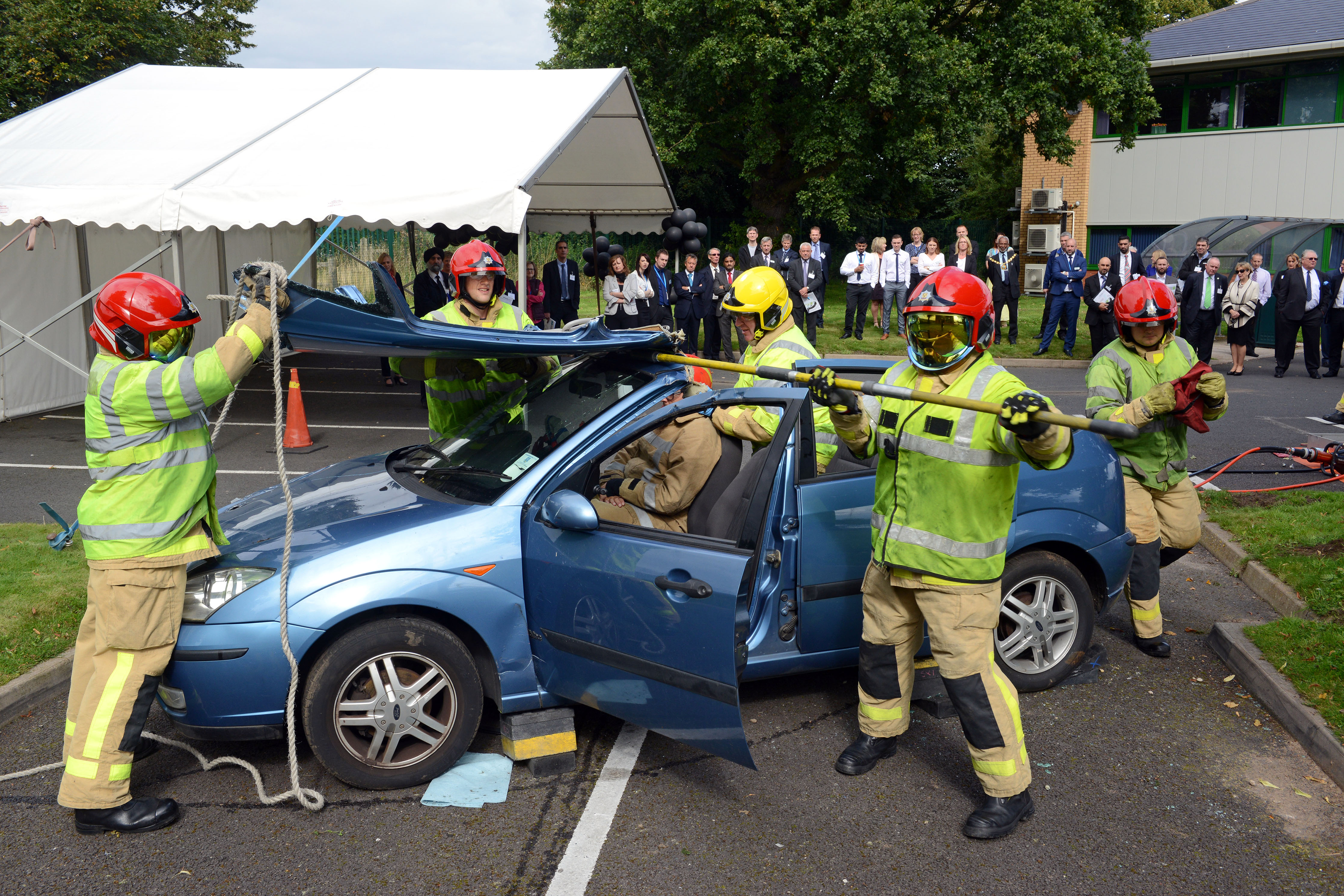 Shropshire firefighters in action at the business driver safety campaign