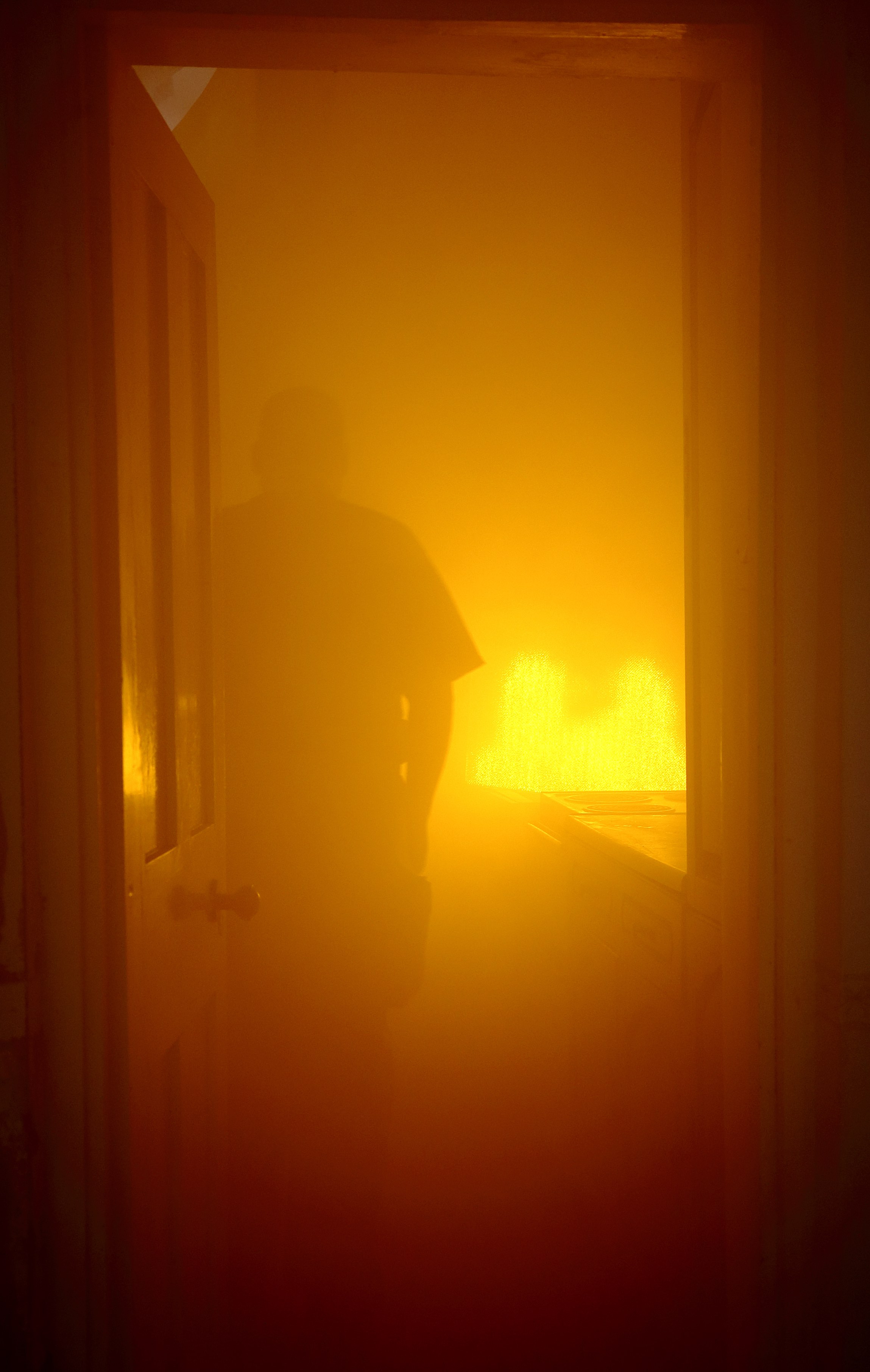 A view inside the smoke filled house at Craven Arms