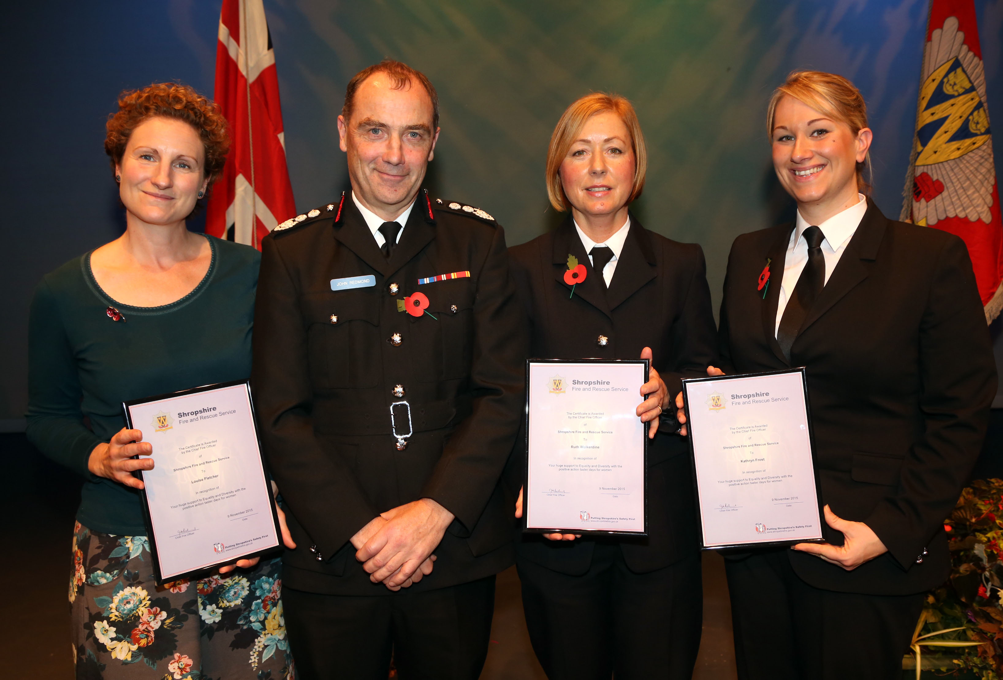 Firefighters Louise Fletcher, Ruth Walkerdine and Kat Frost encouraged more women to become firefighters