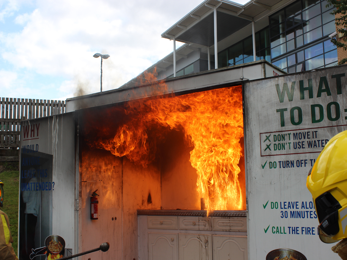 The dangers of a kitchen fire were graphically demonstrated at Wellington fire station's open day