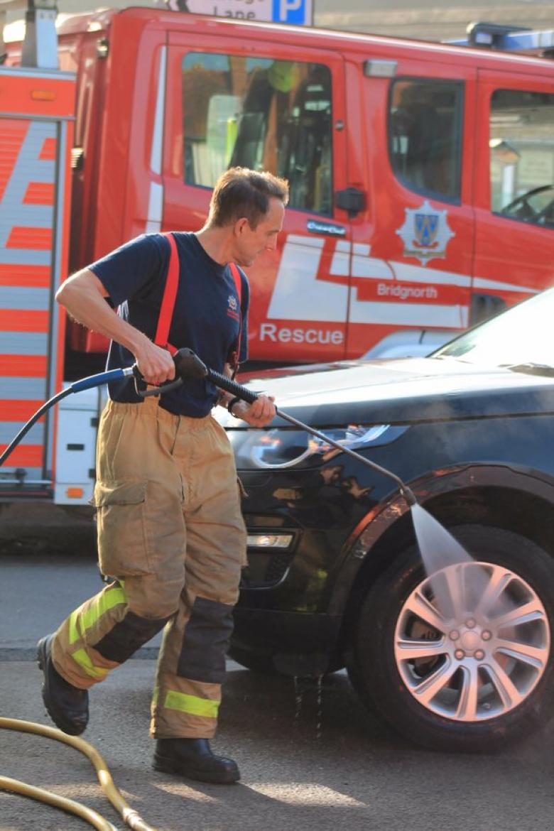 Shropshire firefighters hold a charity car wash each year for the Fire Fighters' Charity