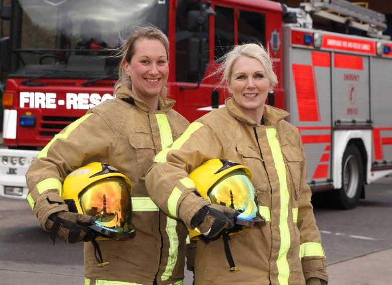 Two of Shropshire's 23 women firefighters - the county brigade wants more. Pictured: Kat Frost and Michelle Townsend, on call firefighters at Clun and Church Stretton.